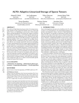 ALTO: Adaptive Linearized Storage of Sparse Tensors