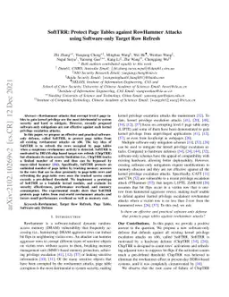 SoftTRR: Protect Page Tables Against RowHammer Attacks using
  Software-only Target Row Refresh