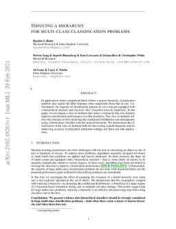 Inducing a hierarchy for multi-class classification problems