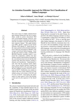 An Attention Ensemble Approach for Efficient Text Classification of
  Indian Languages
