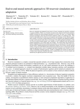 End-to-end neural network approach to 3D reservoir simulation and
  adaptation