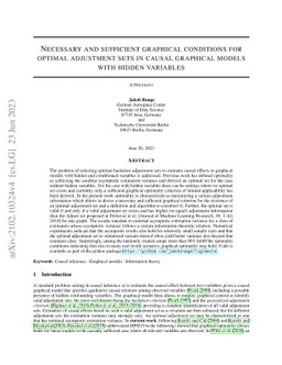 Necessary and sufficient graphical conditions for optimal adjustment
  sets in causal graphical models with hidden variables