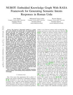 NUBOT: Embedded Knowledge Graph With RASA Framework for Generating
  Semantic Intents Responses in Roman Urdu