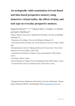 An ecologically valid examination of event-based and time-based
  prospective memory using immersive virtual reality: the effects of delay and
  task type on everyday prospective memory