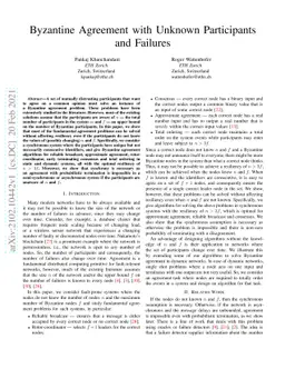 Byzantine Agreement with Unknown Participants and Failures