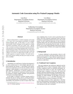 Automatic Code Generation using Pre-Trained Language Models