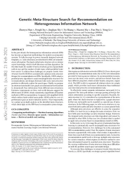 Genetic Meta-Structure Search for Recommendation on Heterogeneous
  Information Network