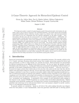 A Game-Theoretic Approach for Hierarchical Epidemic Control