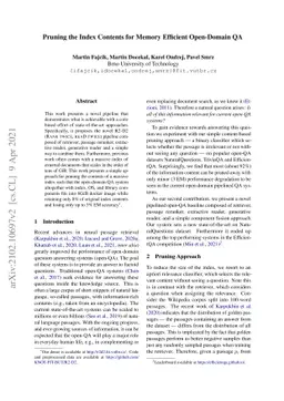 Pruning the Index Contents for Memory Efficient Open-Domain QA