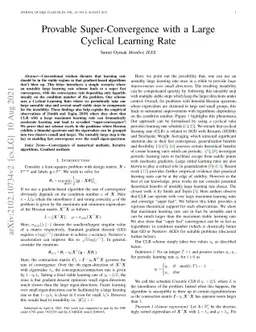 Provable Super-Convergence with a Large Cyclical Learning Rate