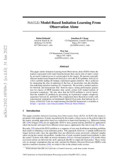 MobILE: Model-Based Imitation Learning From Observation Alone