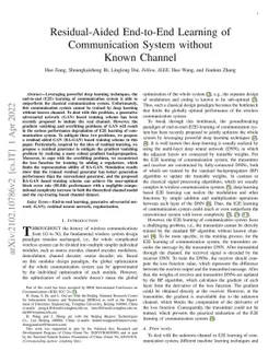 Residual-Aided End-to-End Learning of Communication System without Known
  Channel