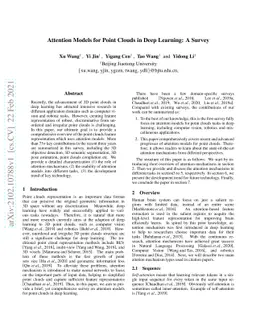 Attention Models for Point Clouds in Deep Learning: A Survey