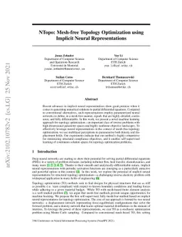 NTopo: Mesh-free Topology Optimization using Implicit Neural
  Representations