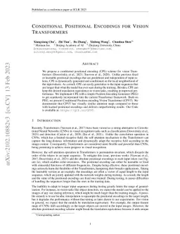 Conditional Positional Encodings for Vision Transformers