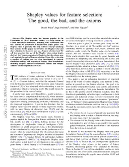Shapley values for feature selection: The good, the bad, and the axioms