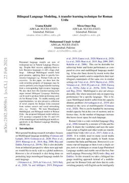 Bilingual Language Modeling, A transfer learning technique for Roman
  Urdu