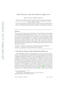 Word frequency-rank relationship in tagged texts