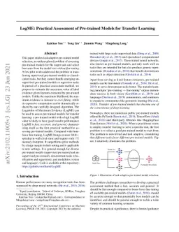 LogME: Practical Assessment of Pre-trained Models for Transfer Learning
