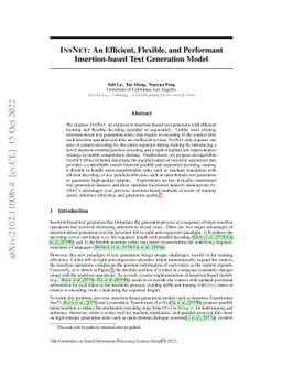 InsNet: An Efficient, Flexible, and Performant Insertion-based Text
  Generation Model
