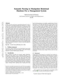 Semantic Parsing to Manipulate Relational Database For a Management
  System