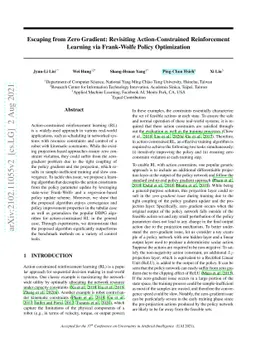 Escaping from Zero Gradient: Revisiting Action-Constrained Reinforcement
  Learning via Frank-Wolfe Policy Optimization