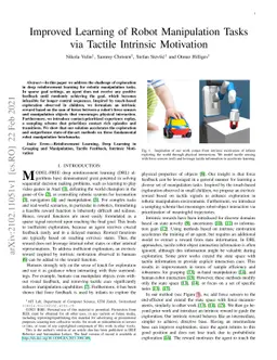 Improved Learning of Robot Manipulation Tasks via Tactile Intrinsic
  Motivation
