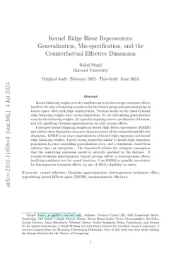 Kernel Ridge Riesz Representers: Generalization, Mis-specification, and
  the Counterfactual Effective Dimension
