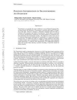 Position Information in Transformers: An Overview