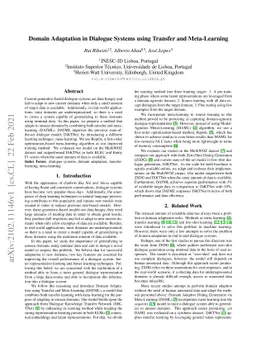 Domain Adaptation in Dialogue Systems using Transfer and Meta-Learning