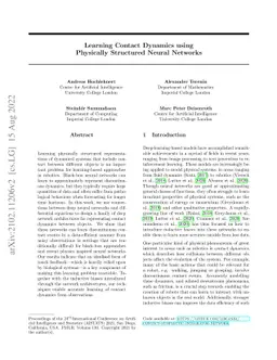 Learning Contact Dynamics using Physically Structured Neural Networks