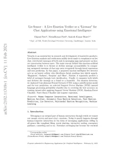 Lie-Sensor: A Live Emotion Verifier or a Licensor for Chat Applications
  using Emotional Intelligence