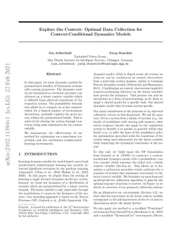 Explore the Context: Optimal Data Collection for Context-Conditional
  Dynamics Models