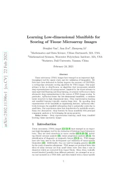 Learning Low-dimensional Manifolds for Scoring of Tissue Microarray
  Images