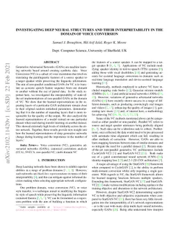 Investigating Deep Neural Structures and their Interpretability in the
  Domain of Voice Conversion