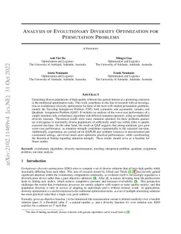 Analysis of Evolutionary Diversity Optimisation for Permutation Problems