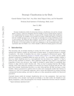 Strategic Classification in the Dark