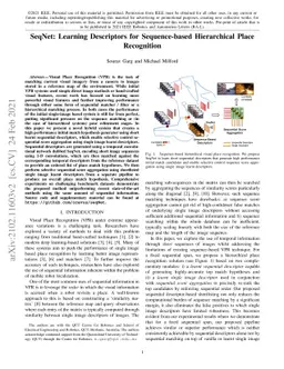 SeqNet: Learning Descriptors for Sequence-based Hierarchical Place
  Recognition