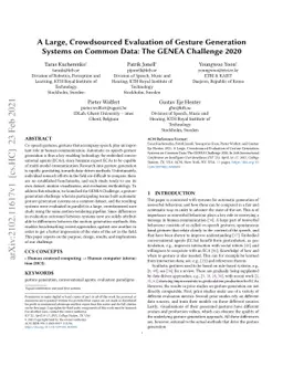A large, crowdsourced evaluation of gesture generation systems on common
  data: The GENEA Challenge 2020