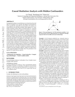 Causal Mediation Analysis with Hidden Confounders