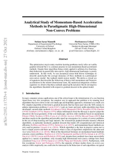 Analytical Study of Momentum-Based Acceleration Methods in Paradigmatic
  High-Dimensional Non-Convex Problems