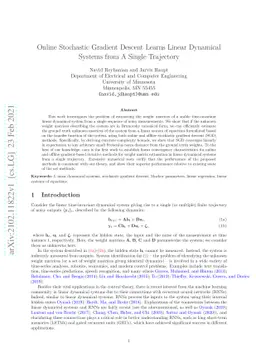 Online Stochastic Gradient Descent Learns Linear Dynamical Systems from
  A Single Trajectory