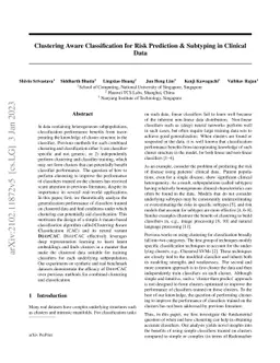 Clustering Aware Classification for Risk Prediction and Subtyping in
  Clinical Data