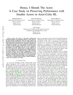 Honey, I Shrunk The Actor: A Case Study on Preserving Performance with
  Smaller Actors in Actor-Critic RL