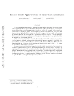 Instance Specific Approximations for Submodular Maximization