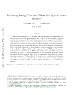 Estimating Average Treatment Effects with Support Vector Machines