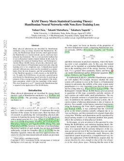 KAM Theory Meets Statistical Learning Theory: Hamiltonian Neural
  Networks with Non-Zero Training Loss
