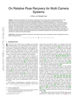 On Relative Pose Recovery for Multi-Camera Systems