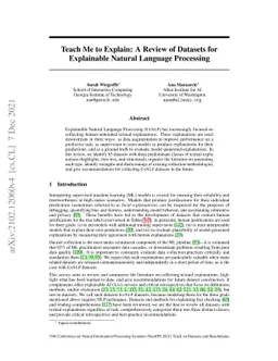 Teach Me to Explain: A Review of Datasets for Explainable Natural
  Language Processing