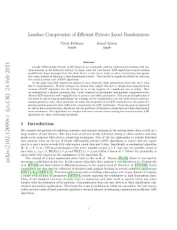 Lossless Compression of Efficient Private Local Randomizers